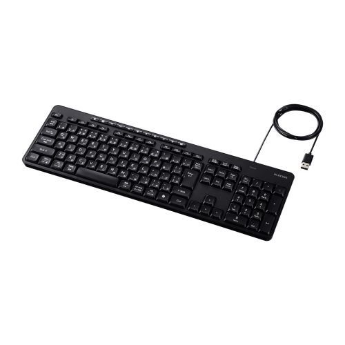 キーボード/有線/静音/フルサイズ/メンブレン式/ブラック