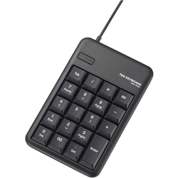 2ポートUSB2.0ハブ付テンキーボード/Mサイズ/メンブレン/ブラック