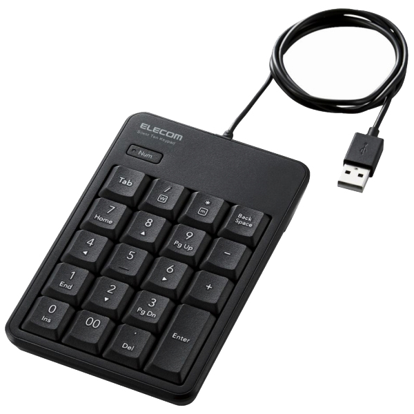 テンキーパッド/有線/静音設計/抗菌/ブラック