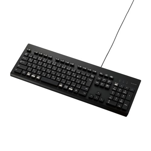キーボード/有線/メンブレン式/フルサイズ/洗える/抗菌/ブラック