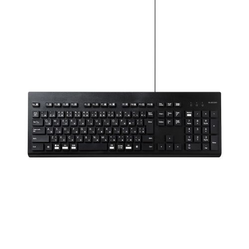 キーボード/有線/メンブレン式/フルサイズ/洗える/抗菌/ブラック