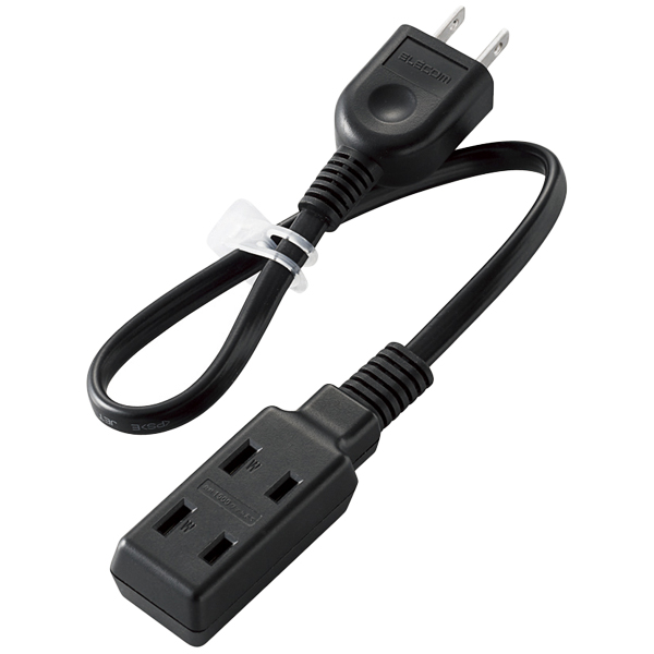 超小型モバイルタップ/3個口/0.3m/ブラック