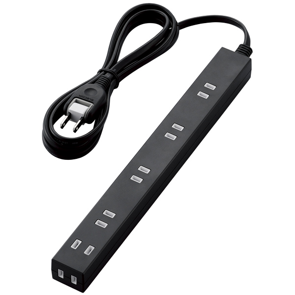 広々タップ/6個口/2.0m/ブラック