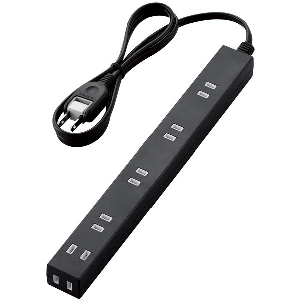 広々タップ/雷ガード/6個口/1.0m/ブラック