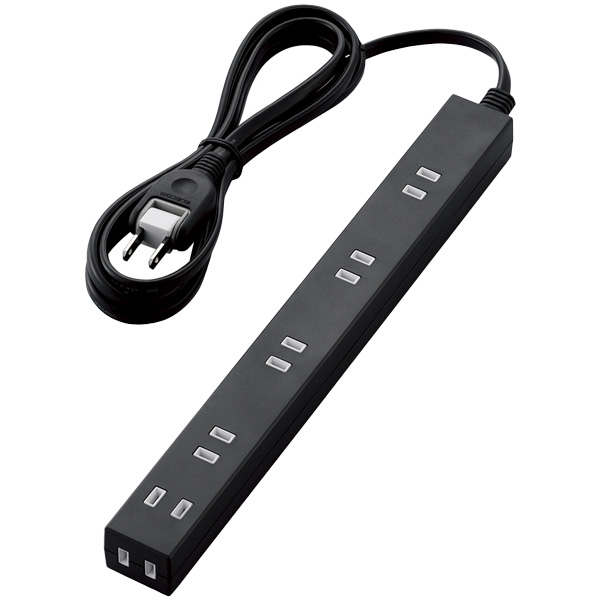 広々タップ/雷ガード/6個口/2.0m/ブラック