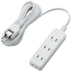 電源タップ/スイングプラグ/4個口/3m/ホワイト