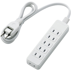 電源タップ/スイングプラグ/6個口/1m/ホワイト