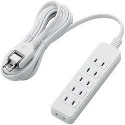 電源タップ/スイングプラグ/6個口/3m/ホワイト