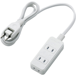 ほこりシャッター付き電源タップ/3個口/1m/ホワイト