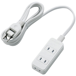 ほこりシャッター付き電源タップ/3個口/2m/ホワイト