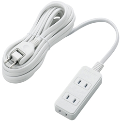 ほこりシャッター付き電源タップ/3個口/5m/ホワイト