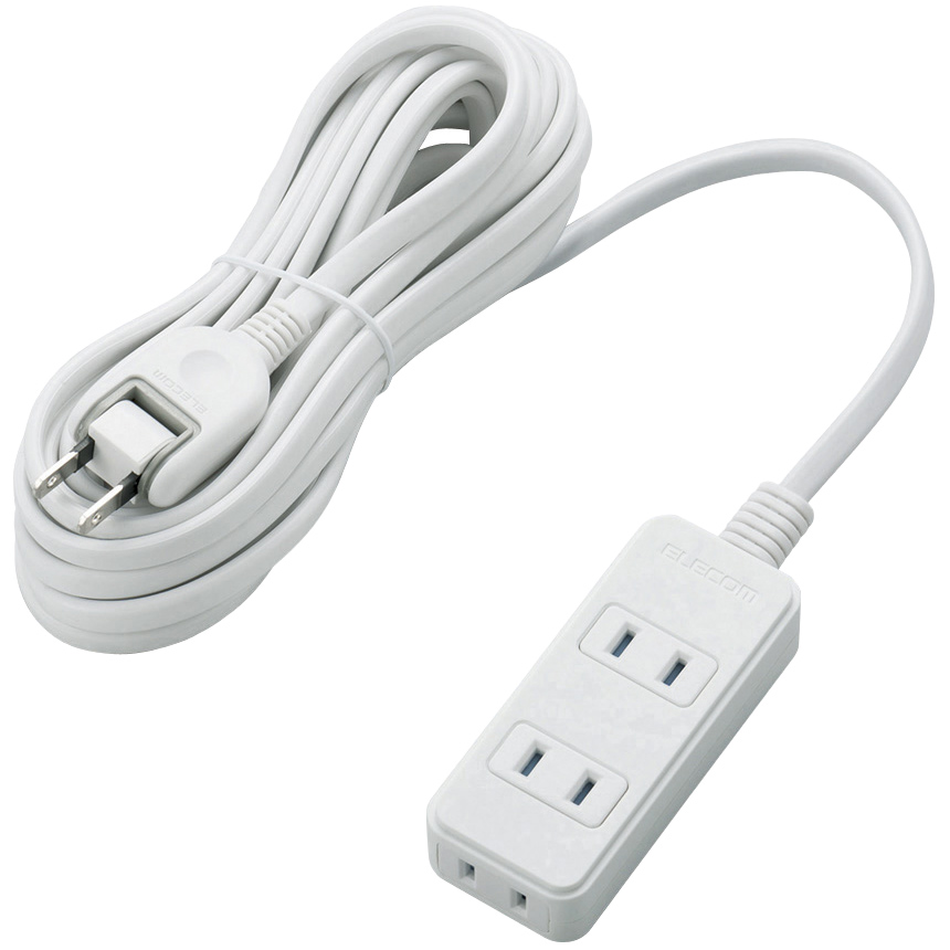 ほこりシャッター付き電源タップ/3個口/5m/ホワイト