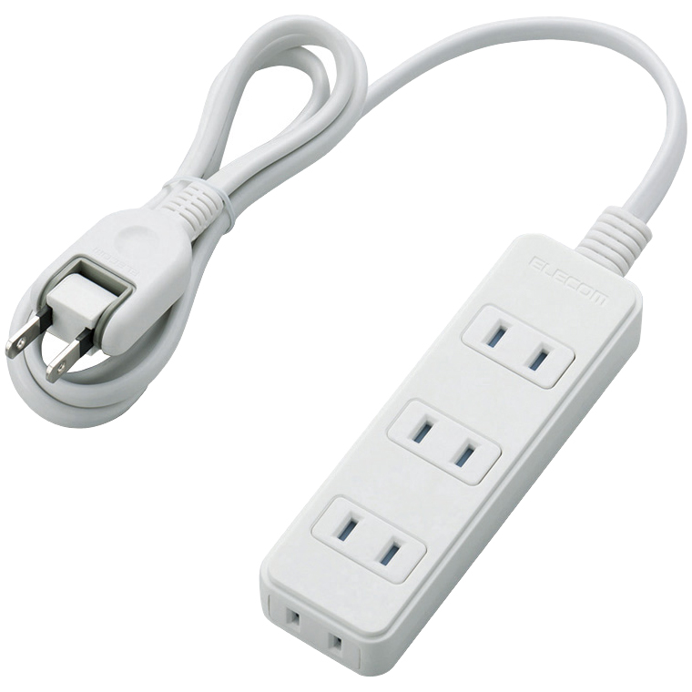 ほこりシャッター付き電源タップ/4個口/1m/ホワイト