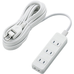 ほこりシャッター付き電源タップ/4個口/5m/ホワイト