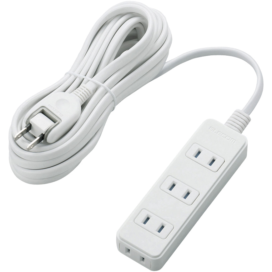ほこりシャッター付き電源タップ/4個口/5m/ホワイト