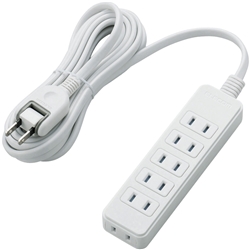 ほこりシャッター付き電源タップ/6個口/3m/ホワイト