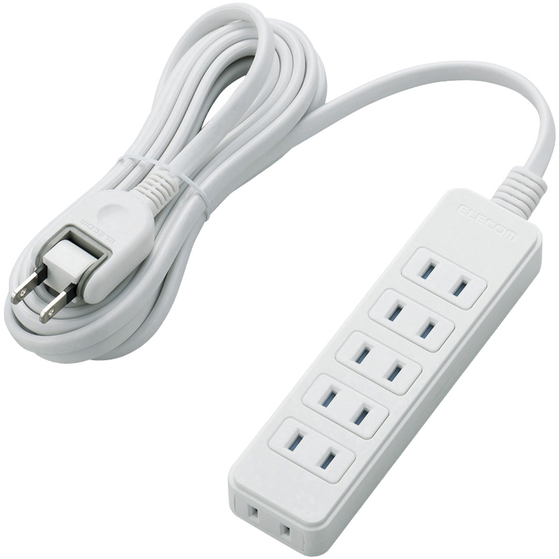 ほこりシャッター付き電源タップ/6個口/3m/ホワイト