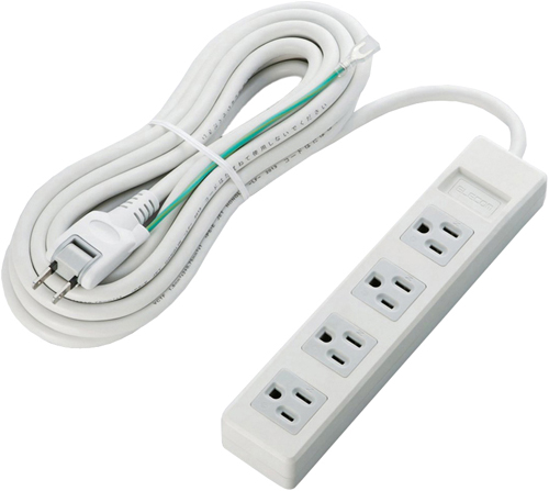 RoHS指令 3ピン対応タップ/4個口/5.0m/ホワイト