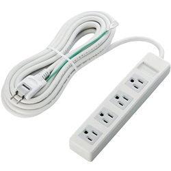 RoHS指令 3ピン対応タップ/4個口/マグネット付/5.0m/ホワイト