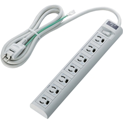 RoHS指令 3ピン対応タップ/7個口/マグネット付/雷ガード/スイッチ連動/2.0m/グレー