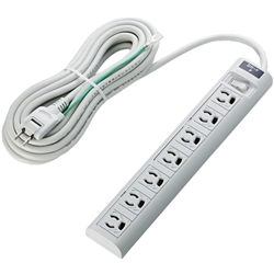 RoHS指令 3ピン対応タップ/7個口/マグネット付/雷ガード/スイッチ連動/5.0m/グレー