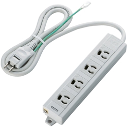 RoHS指令 3ピン対応タップ/4個口/マグネット付/抜け止め/1.0m/グレー