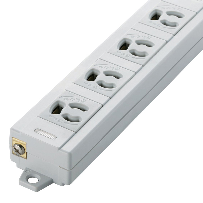 RoHS指令 3ピン対応タップ/4個口/マグネット付/抜け止め/1.0m/グレー