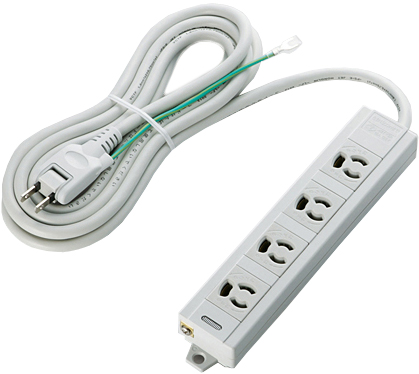 RoHS指令 3ピン対応タップ/4個口/マグネット付/抜け止め/3.0m/グレー