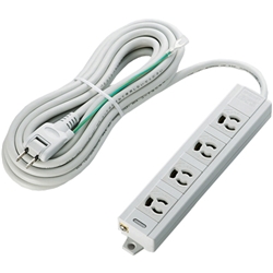 RoHS指令 3ピン対応タップ/4個口/マグネット付/抜け止め/5.0m/グレー