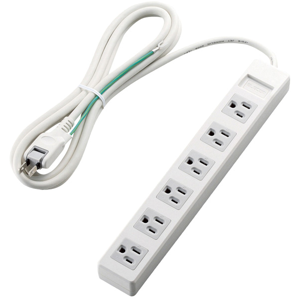 3pinタップ/スタンダード/6口/2.5m/ホワイト