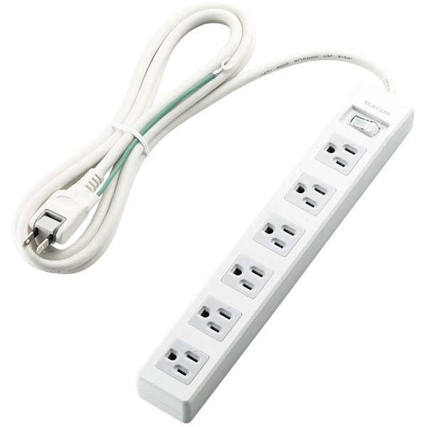 3pinタップ/一括スイッチ/6口/2.5m/ホワイト