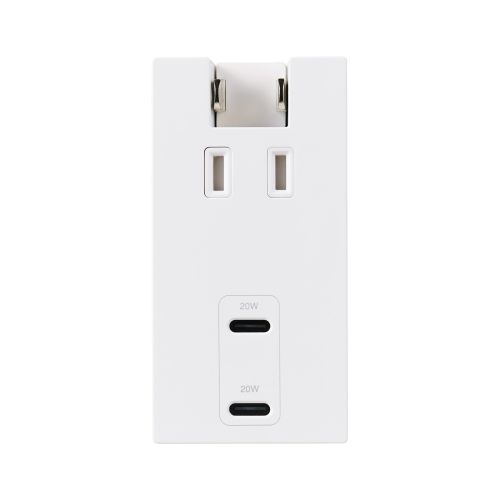 USBタップ/USB-C×2/AC×1/20W/直挿し/180度スイング/ホワイト