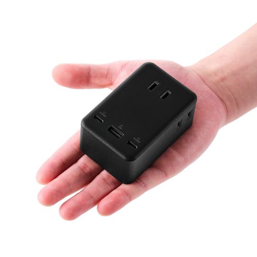 USBタップ/USB-C×2/USB-A×1/AC×3/67W/雷サージ/ホコリ防止シャッタ-/直挿し/180度スイング/ブラック