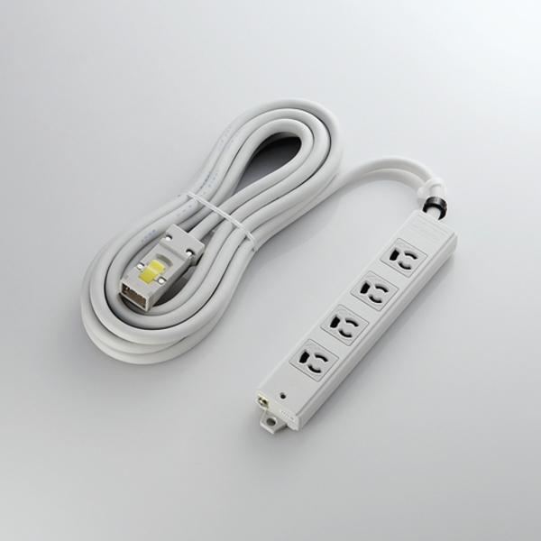 EU RoHS指令準拠ハーネス仕様工事用タップ/3P/抜け止め/マグネット/4個口/5.0m/ホワイト