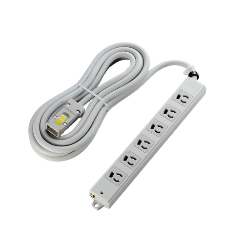 RoHS対応工事用タップ/3P/ハーネスプラグ/抜け止め/マグネット/6個口/5.0m/ホワイト