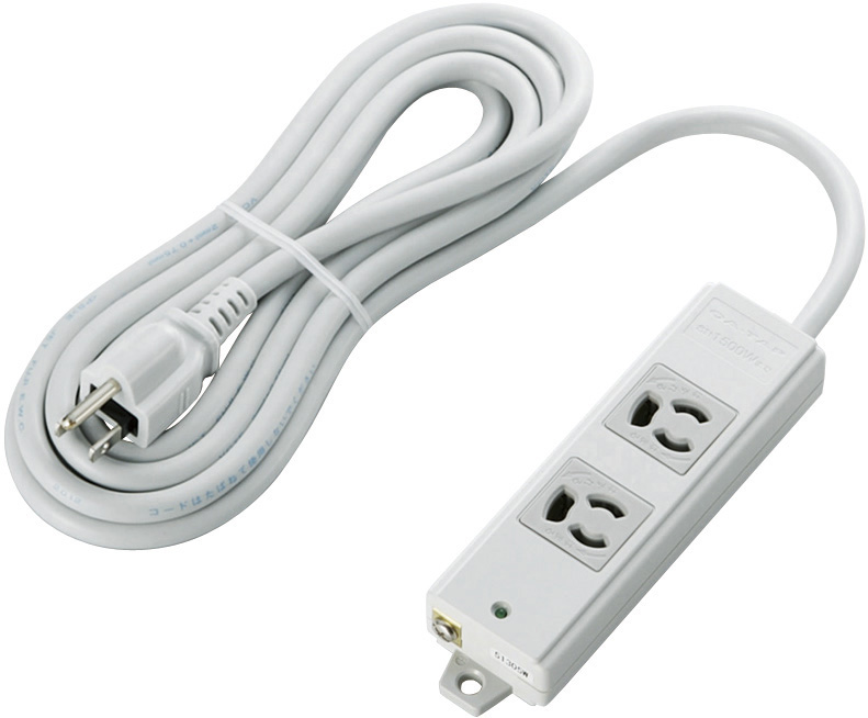 タップ/工事用/抜け止め/3P/2個口/マグネット付き/3m/グレー