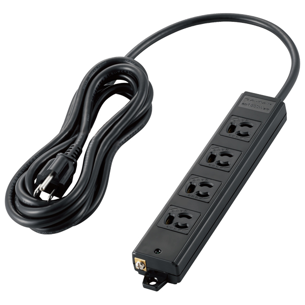 タップ/工事用/抜け止め/3P/4個口/マグネット付き/3m/ブラック