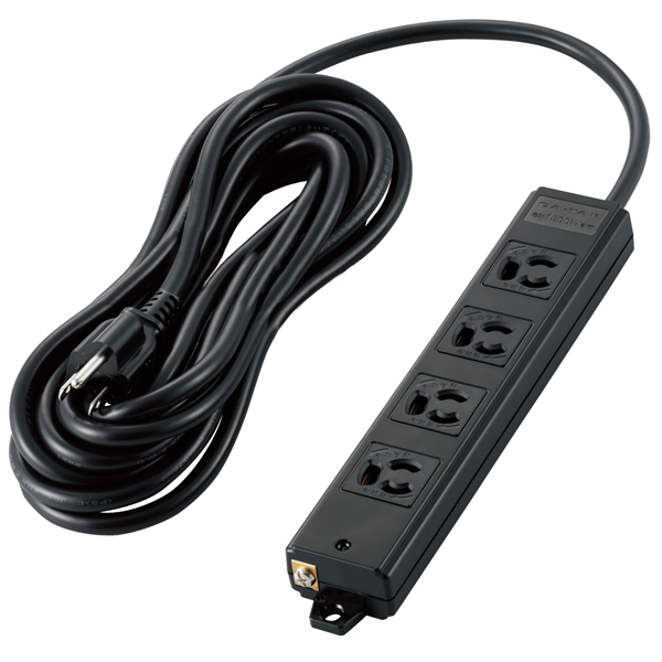 タップ/工事用/抜け止め/3P/4個口/マグネット付き/5m/ブラック