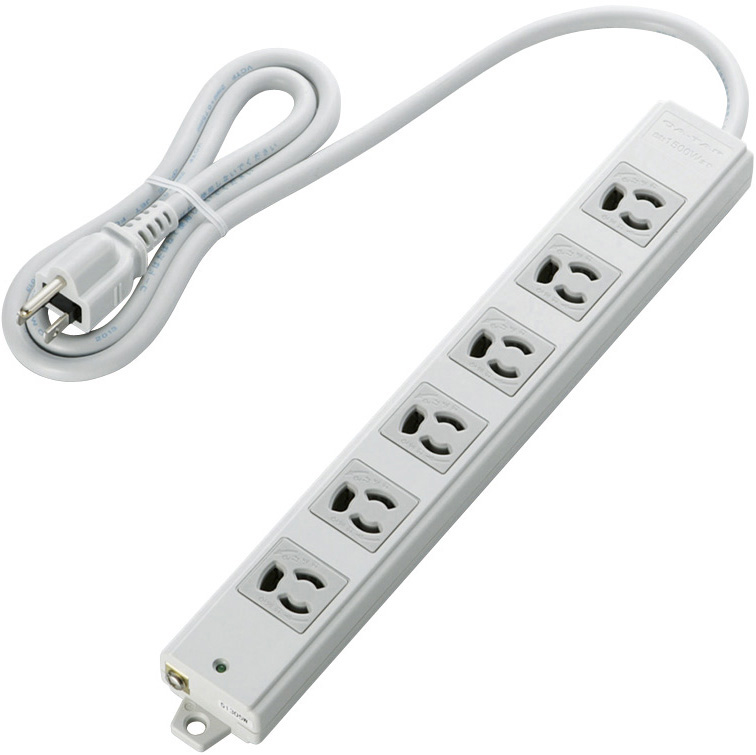 タップ/工事用/抜け止め/3P/6個口/マグネット付き/1m/グレー