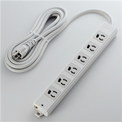 タップ/工事用/抜け止め/3P/6個口/マグネット付き/5m/グレー