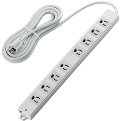 タップ/工事用/抜け止め/3P/8個口/マグネット付き/3m/グレー