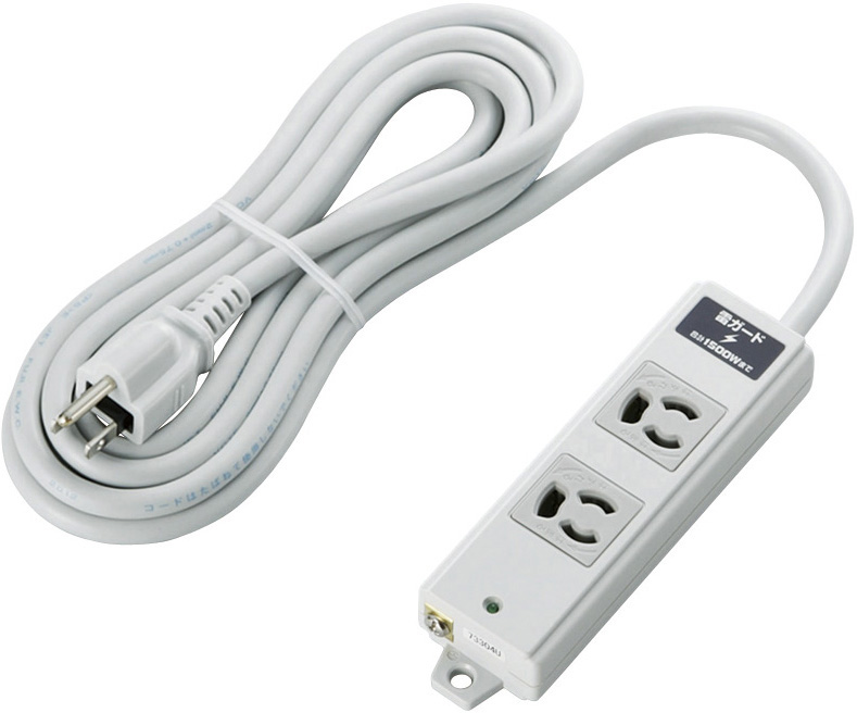 タップ/工事用/抜け止め/3P/2個口/雷ガード/マグネット付き/3m/グレー