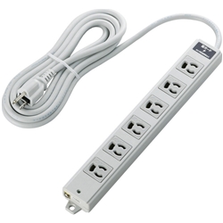 タップ/工事用/抜け止め/3P/6個口/雷ガード/マグネット付き/3m/グレー