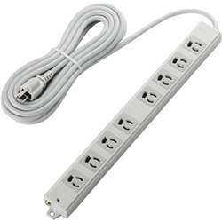 タップ/工事用/抜け止め/3P/8個口/雷ガード/マグネット付き/5m/グレー