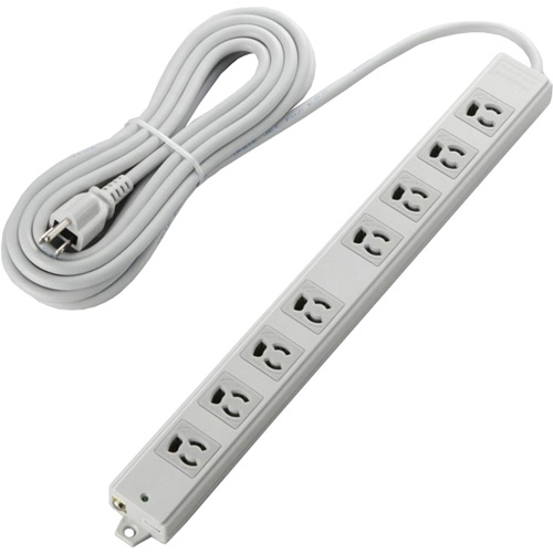 タップ/工事用/抜け止め/3P/8個口/雷ガード/マグネット付き/5m/グレー