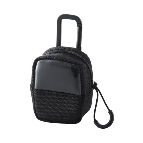 TWS用汎用コンパクトポーチ/Sサイズ/カラビナ/ファブリックタイプ/ブラック