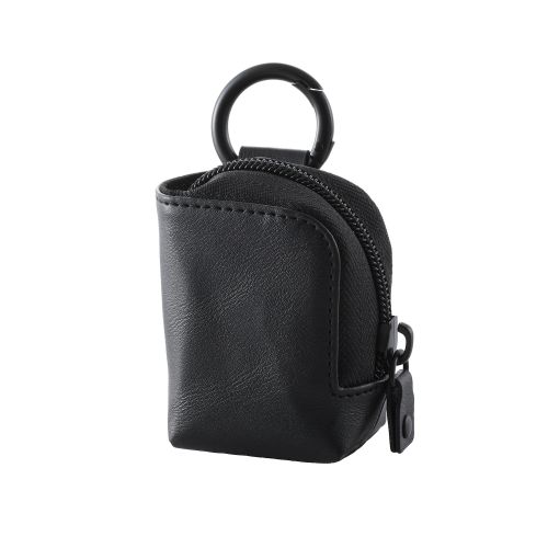 TWS用汎用コンパクトポーチ/Sサイズ/カラビナ/ソフトレザータイプ/ブラック