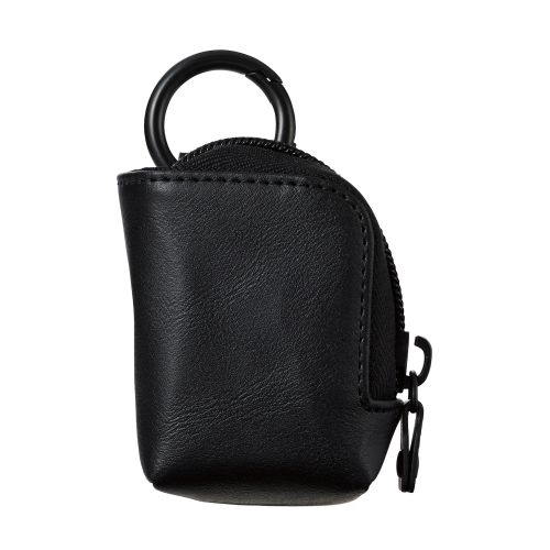 TWS用汎用コンパクトポーチ/Sサイズ/カラビナ/ソフトレザータイプ/ブラック