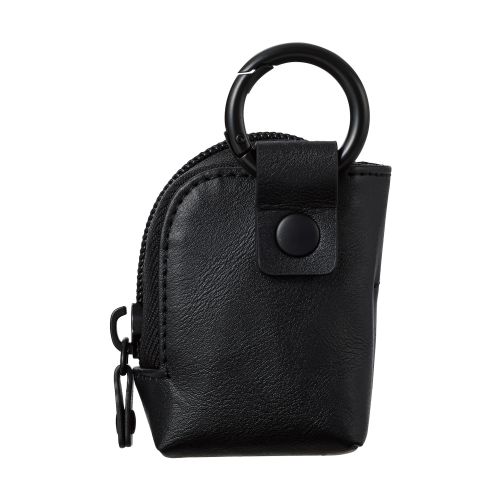 TWS用汎用コンパクトポーチ/Sサイズ/カラビナ/ソフトレザータイプ/ブラック