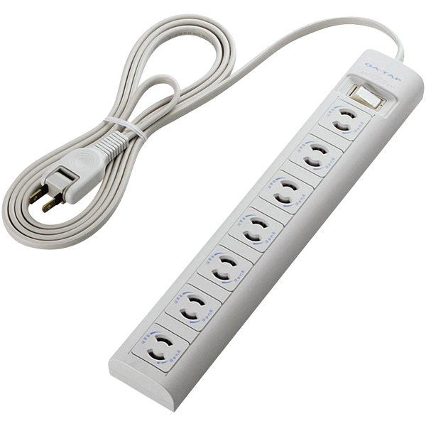 OAタップ/2P/7個口/マグネット/抜け止め/スイッチ/2.0m